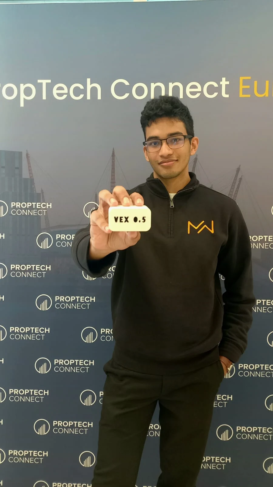 Ridwaan holding VEX 0.5 at PropTech Connect